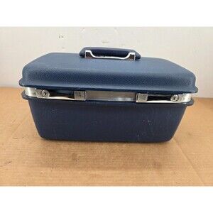 Vintage SAMSONITE Luggage Train Case Carry On Concord Blue W/ Tray NO KEY